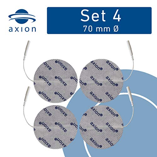 Set de 4 electrodos redondos grandes axion | Parches TENS y EMS para zonas amplias con 7cm diámetro | Para electroestimuladores de conexión clavija 2mm