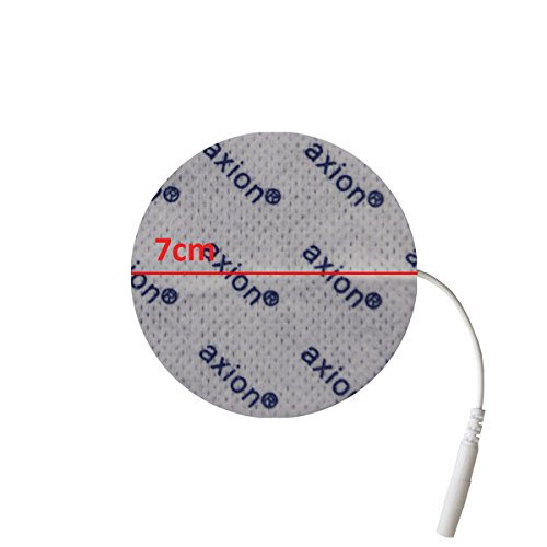 Set de 4 electrodos redondos grandes axion | Parches TENS y EMS para zonas amplias con 7cm diámetro | Para electroestimuladores de conexión clavija 2mm