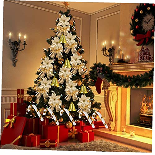 Set de flores de Navidad Decoración de flores artificiales con bow Snow Capt Camp Bell Conector Clip Hermosa Aspecto 120pcs Golden