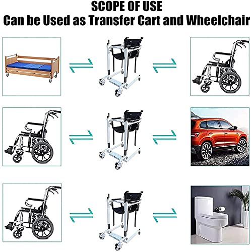 SEYE Elevador de Pacientes para sillas de Ruedas, Arnés Elevación Paciente Cuerpo Completo, Silla de Ruedas Multifuncional con Asiento Blando y Asiento de Inodoro