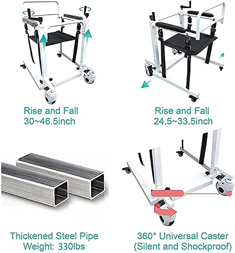 SEYE Elevador de Pacientes para sillas de Ruedas, Arnés Elevación Paciente Cuerpo Completo, Silla de Ruedas Multifuncional con Asiento Blando y Asiento de Inodoro