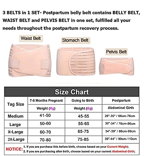 SHYL~JIER Postparto vientre Wrap 3 en 1 Post Parto Apoyo Recuperación – Cinturón de vientre, cintura/pelvis para mujer, moldeador de cuerpo de barriga bandido cintura faja (mediano, beige)