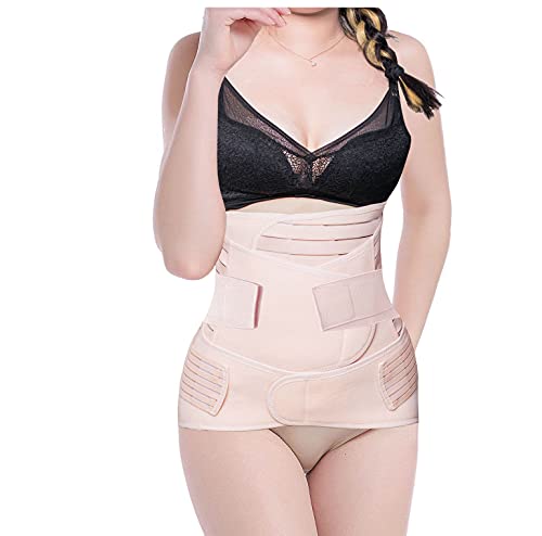 SHYL~JIER Postparto vientre Wrap 3 en 1 Post Parto Apoyo Recuperación – Cinturón de vientre, cintura/pelvis para mujer, moldeador de cuerpo de barriga bandido cintura faja (mediano, beige)