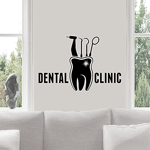 Signo de clínica Dental, pegatina de pared, calcomanía de estomatología, vinilo, pegatina para ventana, letrero Art Deco, pegatina de pared A9 44x42cm