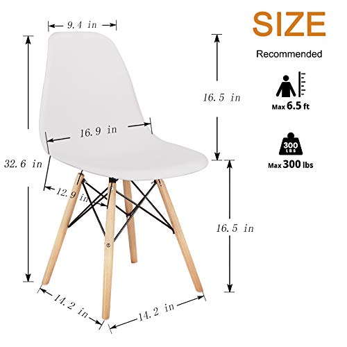 Silla de comedor simple casa respaldo silla de escritorio hierro forjado madera maciza pintura galvanoplastia silla multiusos (4 piezas conjuntos) (Blanco-)