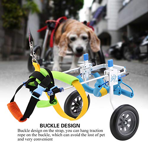 Silla de ruedas para mascotas 2-5 kg Pet Wheelchair Disabled Dog Assisted Walk Car Hind Leg Ejercicio de para Perrosgatos Ajustable Rehabilitación Las Patas Perros Remolques para bicicleta