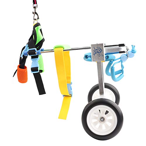 Silla de ruedas para mascotas 2-5 kg Pet Wheelchair Disabled Dog Assisted Walk Car Hind Leg Ejercicio de para Perrosgatos Ajustable Rehabilitación Las Patas Perros Remolques para bicicleta