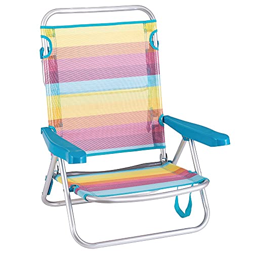 Silla Playa Baja con 4 Posiciones de Aluminio y textileno Multicolor Rainbow de 61x47x80 cm