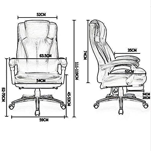 Sillas, sillas de oficina en casa, sillas de cuero reclinables tapizadas con respaldo alto, sillas reclinables ergonómicas con reposapiés, sillas de juego (color caqui, tamaño: sin reposapiés)