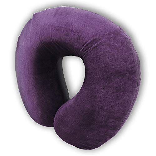 SILVANO Cojín de Cuello de Espuma visco elástica. Almohada Cervical de Viaje en Forma U con Efecto Memoria. Material hipoalergénico Funda extraíble. (Morado)