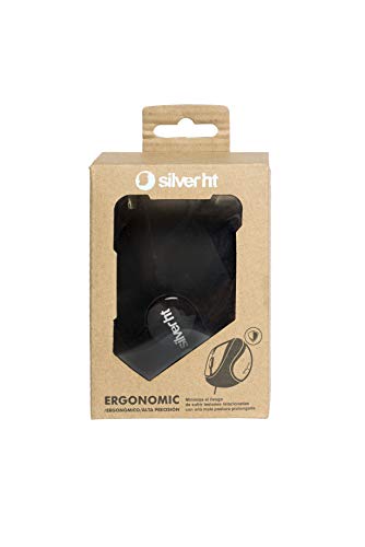 Silver HT - Ratón Ergonómico para Ordenador con diseño Vertical para Reducir el Dolor de la muñeca y el antebrazo. Conexión con Cable USB. 2000 dpi. Negro.