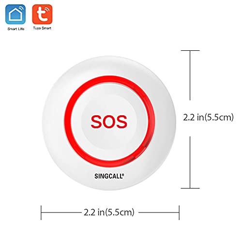 SINGCALL Tuya WiFi Smart SOS Botón de Alarma de Emergencia para discapacitados Buscapersonas Sistema Botón de transmisor de Alarma para Pacientes, Usar con Tuya WiFi