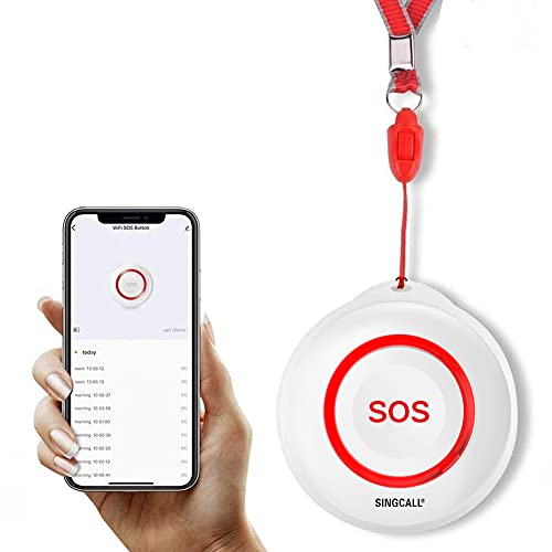 SINGCALL Tuya WiFi Smart SOS Botón de Alarma de Emergencia para discapacitados Buscapersonas Sistema Botón de transmisor de Alarma para Pacientes, Usar con Tuya WiFi