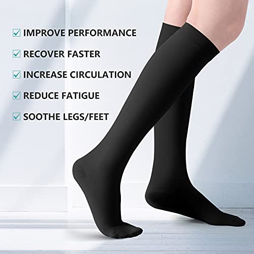 Sinocare Calcetines de Compresión para Hombres y Mujeres, 3 Pares de Medias de Compresivos Médica，23-32mmHg，Adecuado para Deportes, Correr, Viajes, Recuperación，Embarazo,S-M