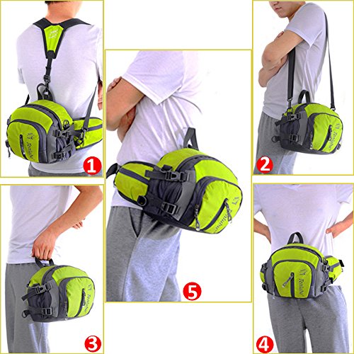 SINOKAL Bolso de Cintura Multifuncional con Estilo Militar de Lona Resistente al Agua, Riñonera para Correr, Caminar, Ciclismo, Escalar, Acampar y para Viajes (Color de Rosa)