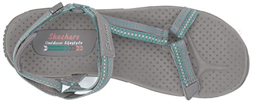 Skechers Reggae-Dub Fest, Sandalias de Punta Descubierta Mujer, Gris (GRY Black, Teal & Pink Webbing), 38 EU