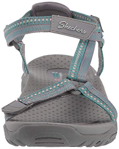 Skechers Reggae-Dub Fest, Sandalias de Punta Descubierta Mujer, Gris (GRY Black, Teal & Pink Webbing), 38 EU