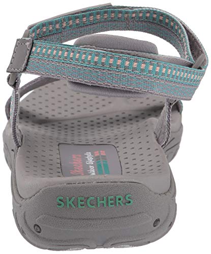 Skechers Reggae-Dub Fest, Sandalias de Punta Descubierta Mujer, Gris (GRY Black, Teal & Pink Webbing), 38 EU