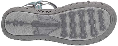 Skechers Reggae-Dub Fest, Sandalias de Punta Descubierta Mujer, Gris (GRY Black, Teal & Pink Webbing), 38 EU