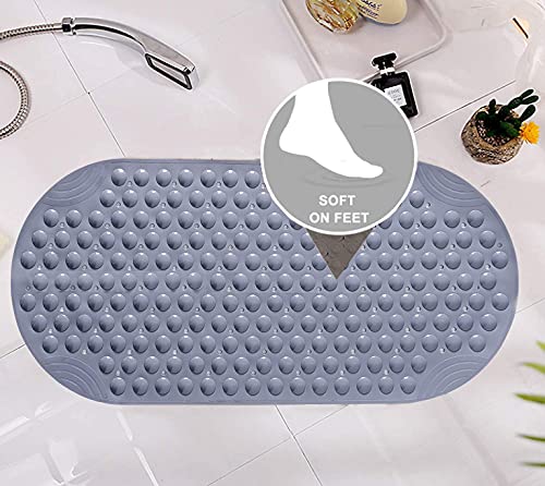 Skymico Alfombrillas de Baño, Alfombrillas de Bañera, Alfombrillas Antideslizantes, Alfombrillas de Ducha, con Ventosas y Orificios de Drenaje, Lavables a Máquina, Aptas para Baños (Gris)