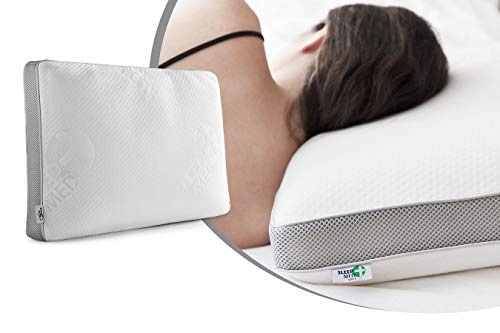 Sleepmed Almohada 100% Espuma viscoelástica refrescante, cojín Cervical con Funda Lavable y Transpirable, cojín Cervical hipoalergénico, 60 x 40 x 12 cm