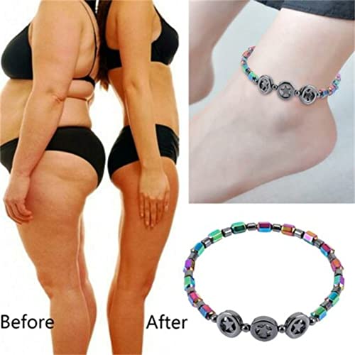 Slimming Magnet Hematite Anklet, Tobillera Magneticslim Hematite, Tobillera De Piedra Magnética Natural Star, Tobillera Antiinflamatoria (3Pcs)