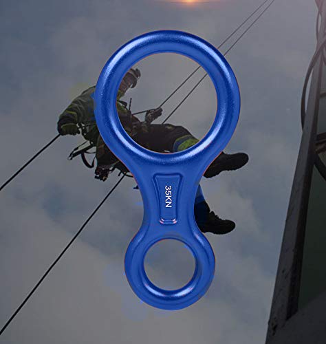 Slosy Descensor Ocho para Escalada Figura 8 Azul Descensores Ocho 35KN Montañismo Anillo de Rappel Accesorios Alpinismo Rescate Actividades al Aire Libre Mosquetón Cuerda para Escalar