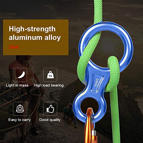 Slosy Descensor Ocho para Escalada Figura 8 Azul Descensores Ocho 35KN Montañismo Anillo de Rappel Accesorios Alpinismo Rescate Actividades al Aire Libre Mosquetón Cuerda para Escalar