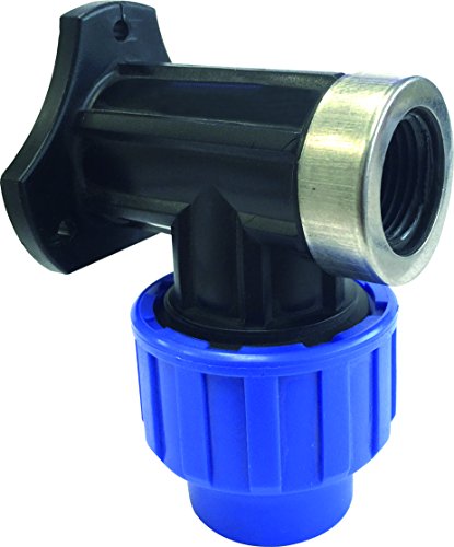 S&M 725869 Codo Grifo con Refuerzo Acero Inoxidable para tubería 20 mm-1/2”, Negro y Azul, 20 mm