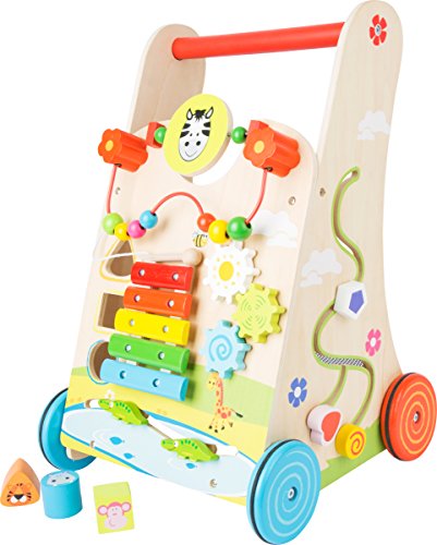 Small Foot 10606 Flowery Meadow Baby Walker, Hecho de Madera, con diversión diversa para niños Mayores de 2 años