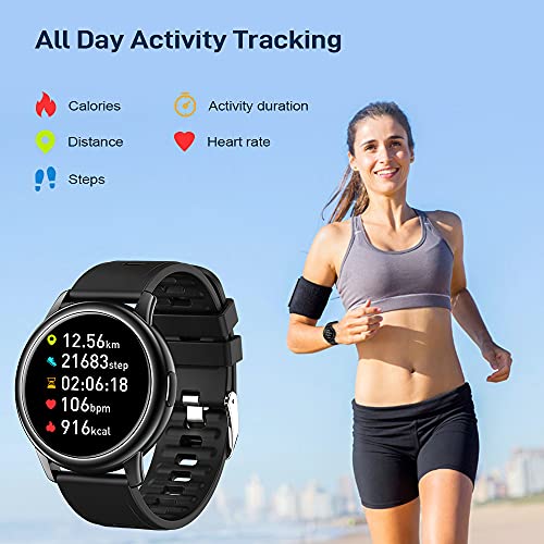 Smartwatch Hombre Mujer, Reloj Inteligente con 24 Modos Deportivos, IP68 Impermeable, Pulsera de Actividad con Pulsómetro, Monitor de Oxígeno de Sangre y Sueño Calorías, Duración de Batería 10 días