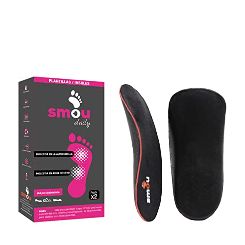 SMOU DAILY Plantillas de gel mujer | Para zapatos con talones, sandalias o trabajo | Plantillas memory foam y silicona cómodas para fascitis plantar, molestias en almohadilla o pie cansado (38-39 EU)