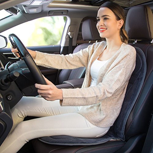 Snailax Cojín de asiento de masaje de espuma viscoelástica -Masajeador de espalda con calor, asiento de masaje con calefacción para coche u oficina