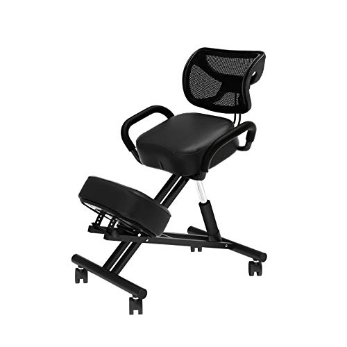 sogesfurniture Silla ergonómica de Rodillas con Soporte de Espalda, Ajustable de para arrodillarse, Buena Postura para el hogar Oficina con Cojines Gruesos y cómodos, BH-YKTH-EKC-B