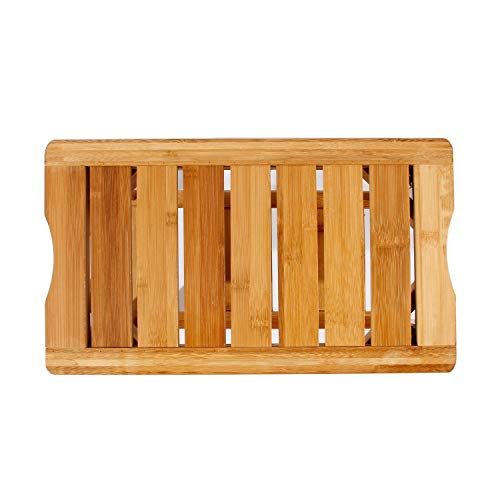 sogesfurniture Taburete de Baño, Taburete de Bambú, Antideslizante Impermeable Taburete de Ducha 2 Niveles Banco Zapatero para Entrada, Baño, Sala de Estar, KS-HSJ-04-BH