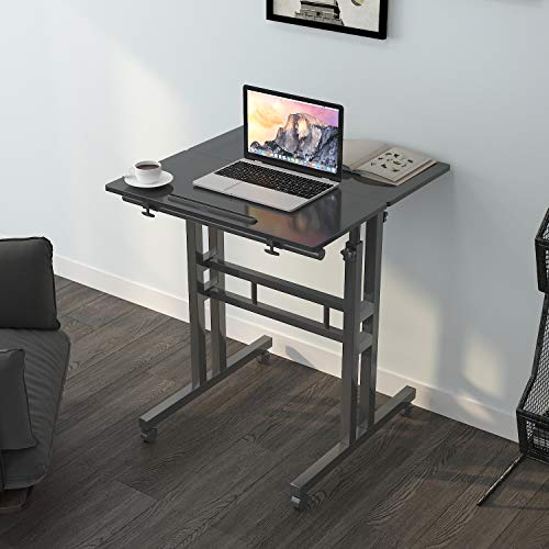 SogesHome Altura Ajustable Mesa móvil de pie Mesa para computadora Escritorio para computadora portátil Estación de Trabajo, Estudio, Dibujo, Escritorio de artesanía, Escritura, Pintura, SH-ZS-101-BK