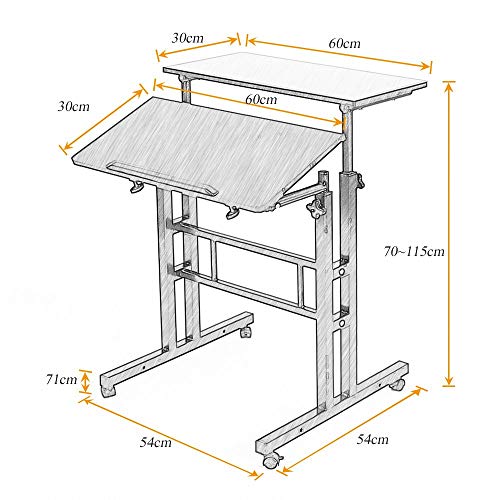 SogesHome Altura Ajustable Mesa móvil de pie Mesa para computadora Escritorio para computadora portátil Estación de Trabajo, Estudio, Dibujo, Escritorio de artesanía, Escritura, Pintura, SH-ZS-101-BK