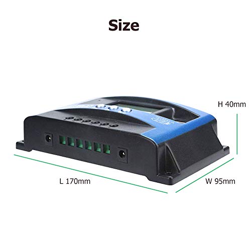 SolaMr 60A Regulador de Carga Solar 12V/24V Panel Solar Regulador de Carga de la Batería con Pantalla LCD y Doble Puerto USB - 60A