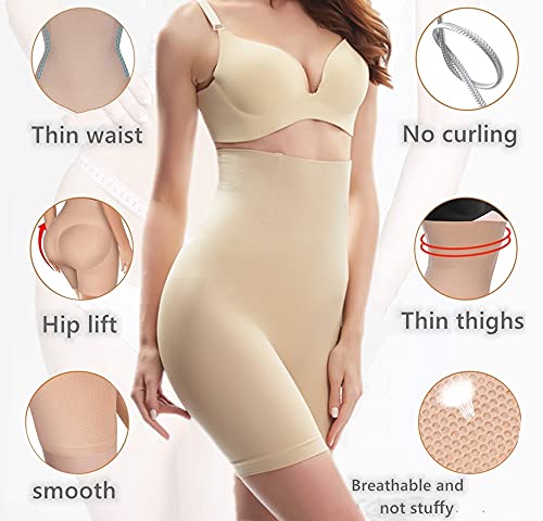 SOLO ACTFIT Pantalones Cortos para Mujer Faja Reductora Ropa Interior Cintura Alta Pantalones Moldeadores Adelgazante Shapewear (Beige, M)