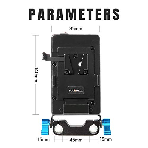 SOONWELL Placa de Batería V-Mount Plate Adaptador de Batería V-Lock Divisor de Fuente de Alimentación con Cable DC y Batería Ficticia LP-E6 para BMPCC BMCC Sony y Cámaras DSLR Dispositivos Portátiles