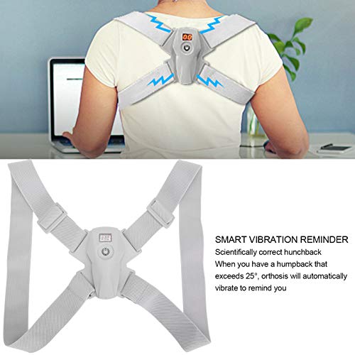 Soporte de Espalda, Corrector de Postura de Espalda Ajustable, Adultos ergonómicos Inteligentes para niños Corrección de cifosis Prevención de la miopía(Gray)