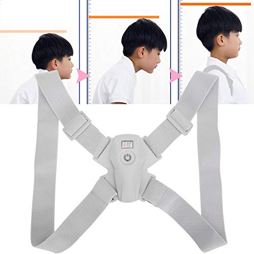 Soporte de Espalda, Corrector de Postura de Espalda Ajustable, Adultos ergonómicos Inteligentes para niños Corrección de cifosis Prevención de la miopía(Gray)