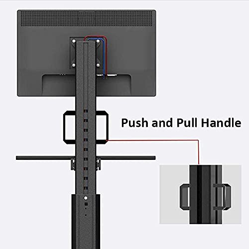 Soporte de piso estrecho de acero inoxidable para TV para televisores de 60 & mdash; 80 pulgadas, unidad de soporte para televisor negro con ruedas, hasta 175 kg, altura de inclinación ajustable, VESA