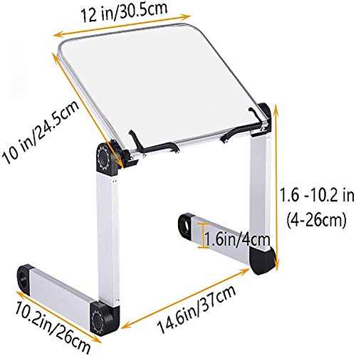 Soporte multifuncional para portátil con ajuste de altura y ángulo, soporte ergonómico para libro con clip de página para libros de texto grandes y pesados