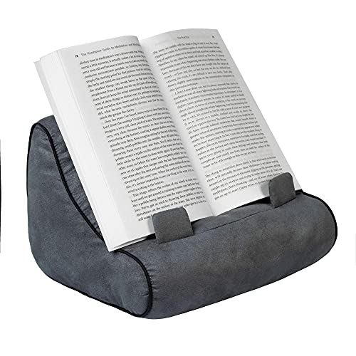 Soporte sofá de Lectura, Atril para Libros, iPad, Tablet, eReader, cojín de Descanso, Idea de Regalo - Modelo Gris