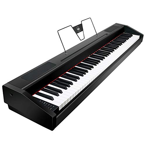 SOUIDMY G-310 W | Piano digital con 88 teclas pesadas, acción de martillo graduada, resonancia de cuerdas, Bluetooth, MIDI, teclado eléctrico portátil con pedal Sustain y bolsa de transporte