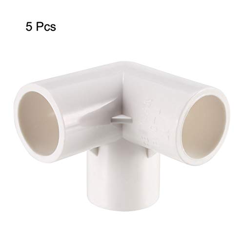 sourcing map Racor de Pvc de Codo de 3 Vías, Zócalo, Accesorios de Esquina en T para Rociadores de Irrigación Blanco 20 mm, 5PCS