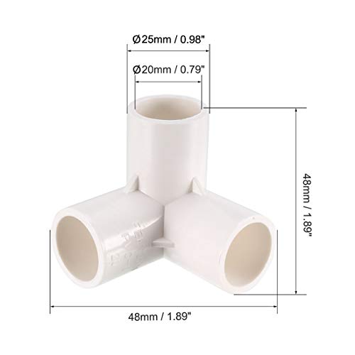 sourcing map Racor de Pvc de Codo de 3 Vías, Zócalo, Accesorios de Esquina en T para Rociadores de Irrigación Blanco 20 mm, 5PCS