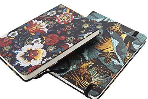 Space Home - Blog de Líneas - Cuaderno de Notas - Libreta de Cartón - Libreta con Goma - 13 x 18 cm - Diseño Flores