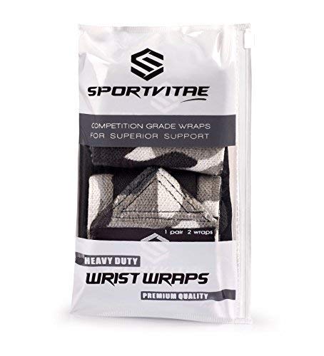 Sportvitae® Muñequeras Crossfit, Gym, Deportivas, Musculación, Gimnasio, Calistenia, Gym Wrist Wraps - Hombre y Mujer - Un Par (Gray Camo)